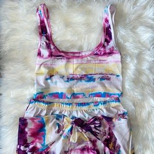 2 piece tie dye bodycon skirt set